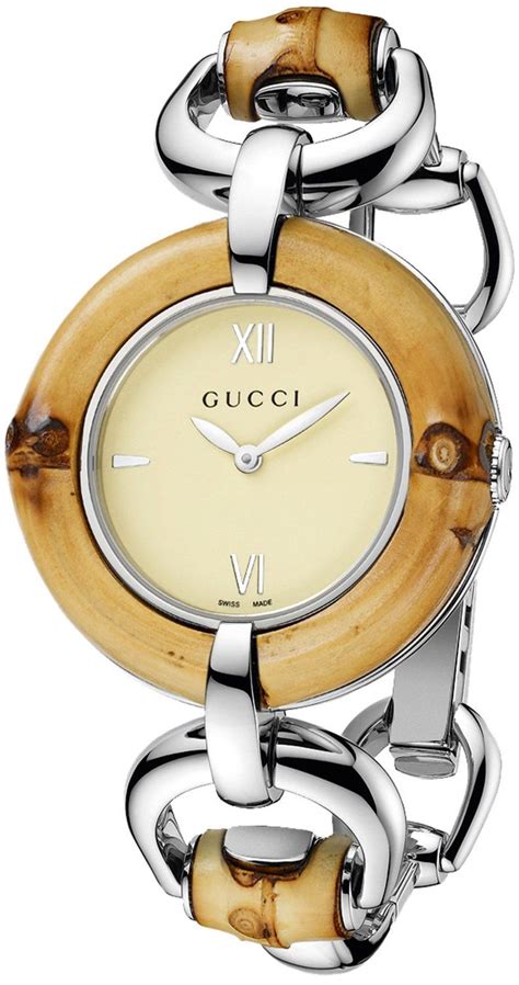 gucci ladies watches leather strap|Gucci bamboo watches for women.